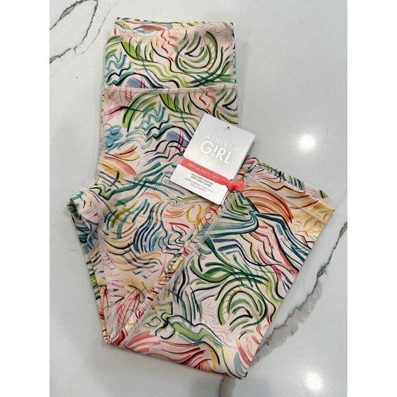 Athleta Girl NWT High Rise Printed Chit Chat Capri Size L/12 - Picture 1 of 3